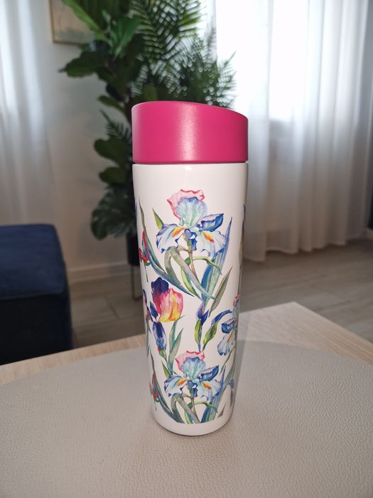 Kubek termiczny Amibition Iris kwiatowy stan bdb 340ml