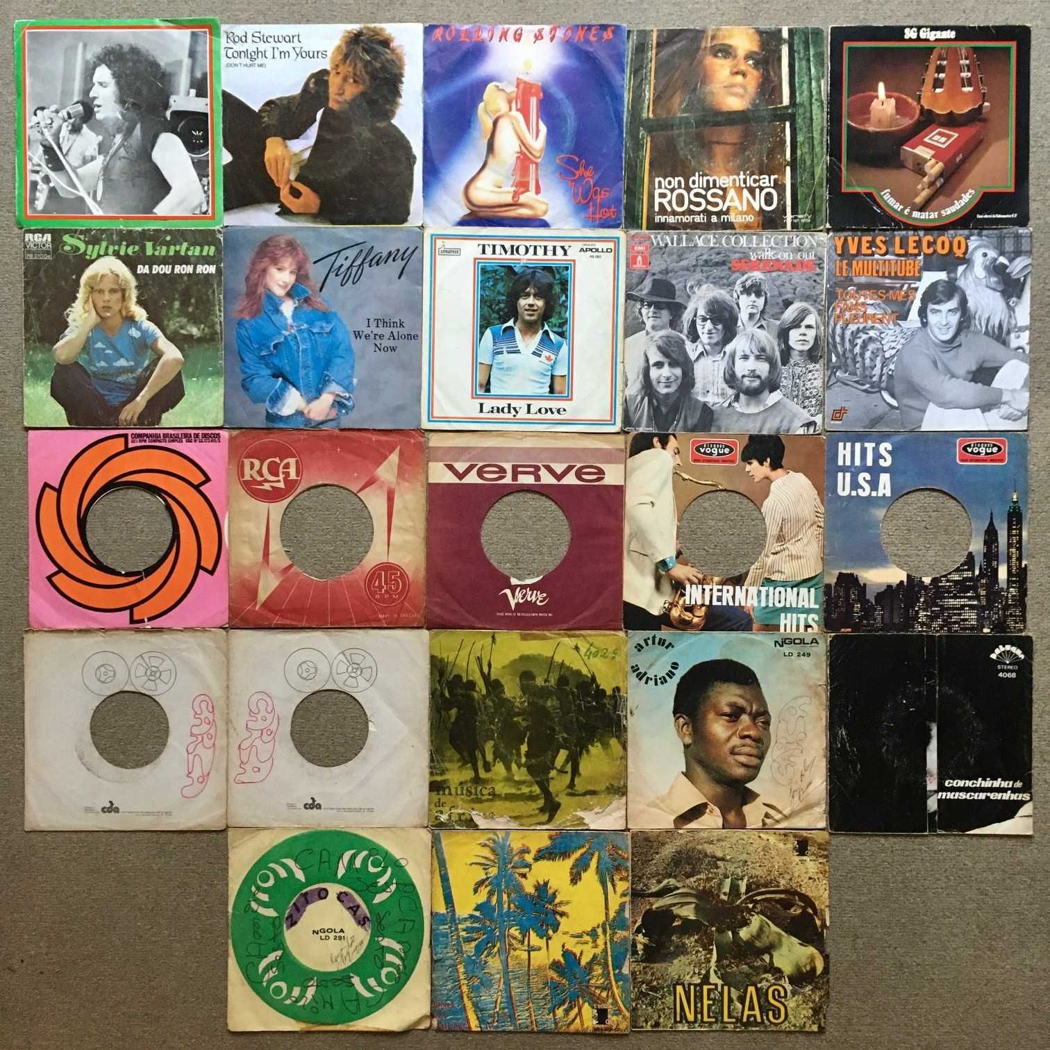 Lote de 90 capas discos de vinil - LPs singles capas interiores