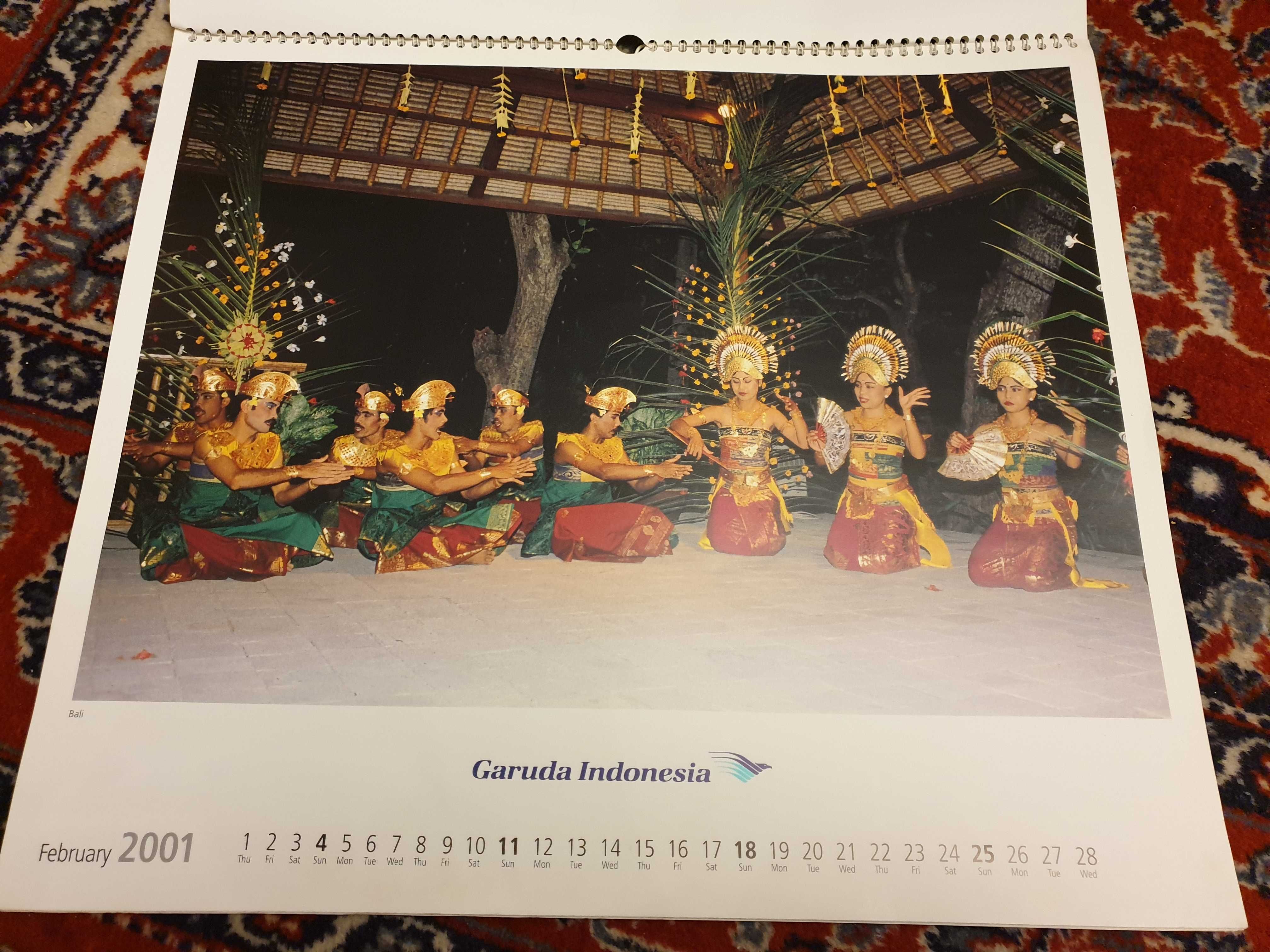 Kalendarz Indonezja, etniczne plakaty, widoki