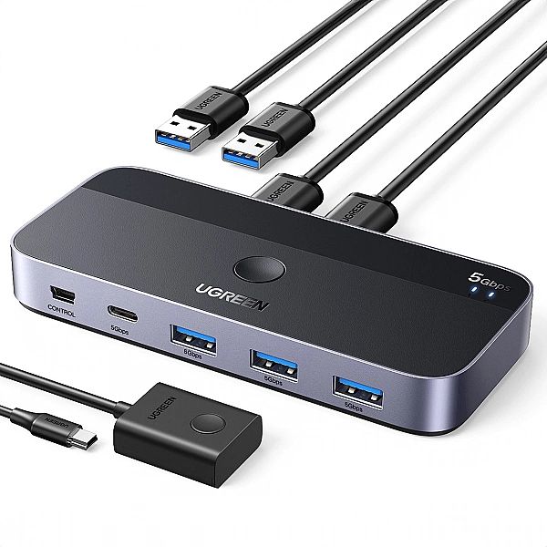 Przełącznik switch Ugreen CM662 USB 3.0 switch 2-in-4 + 2x kabel USB-A