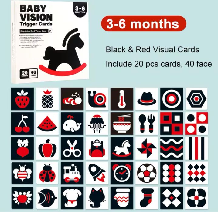 Чорно білі контрастні картки монтессорі