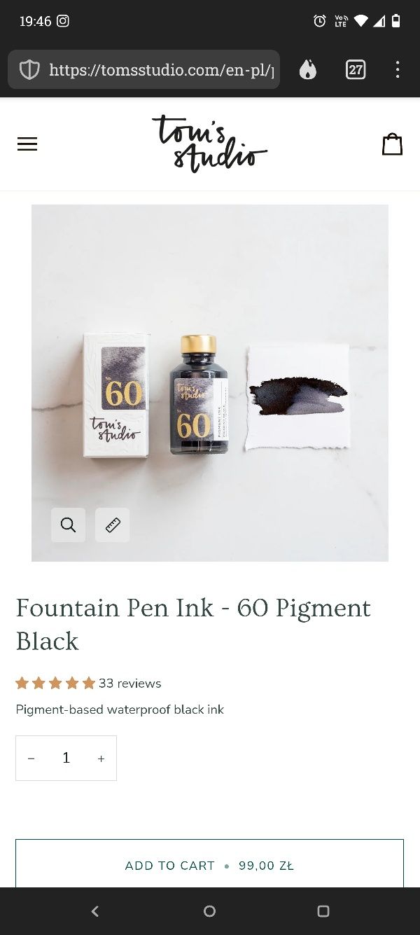 Tusz pigmentowy Tom's Studio no.60 pigment black