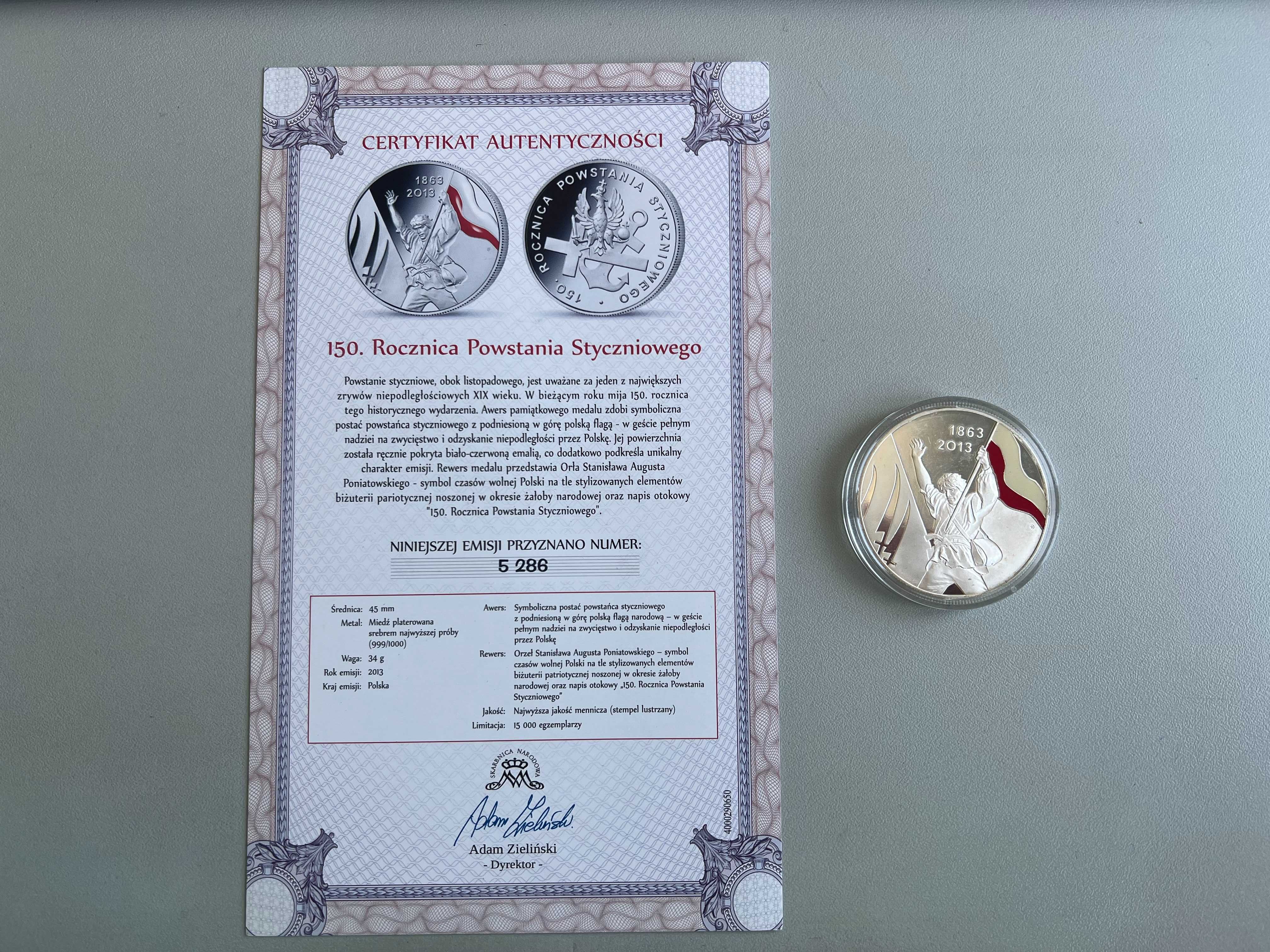 Medal Moneta 150. rocznica Powstania Styczniowego