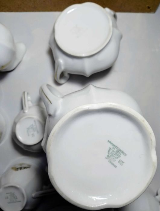 сервиз кофейный фарфор тонкий золочение свадебный Bohemia чехословакия