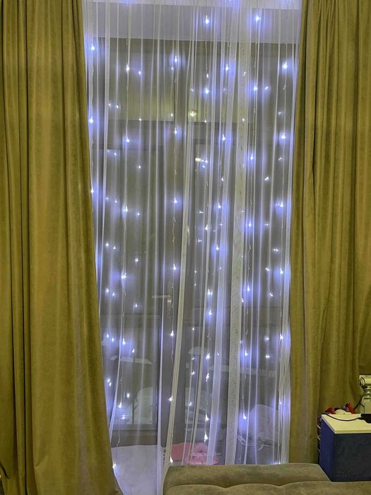 НЕ ПЛУТАЄТЬСЯ! Гірлянда штора в кімнату. З USB пультом. 3,2,1 метри