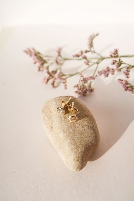 Złote kolczyki sztyfty z cyrkonią | Próba złota 585