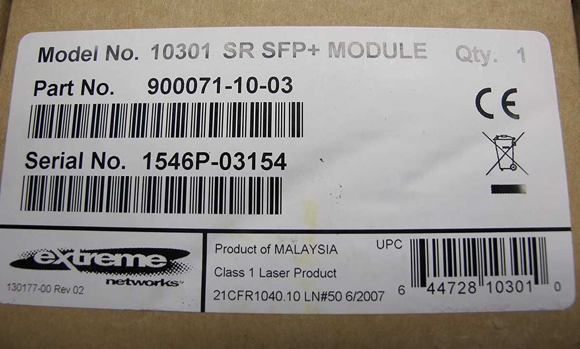 Extreme Networks 10301 SR SFP+ 10GbE
