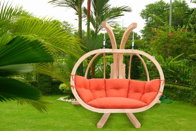 Kosz/fotel ogrodowy KACPER 2-osobowy,drewniany,z poduchą,KURIER GRATIS