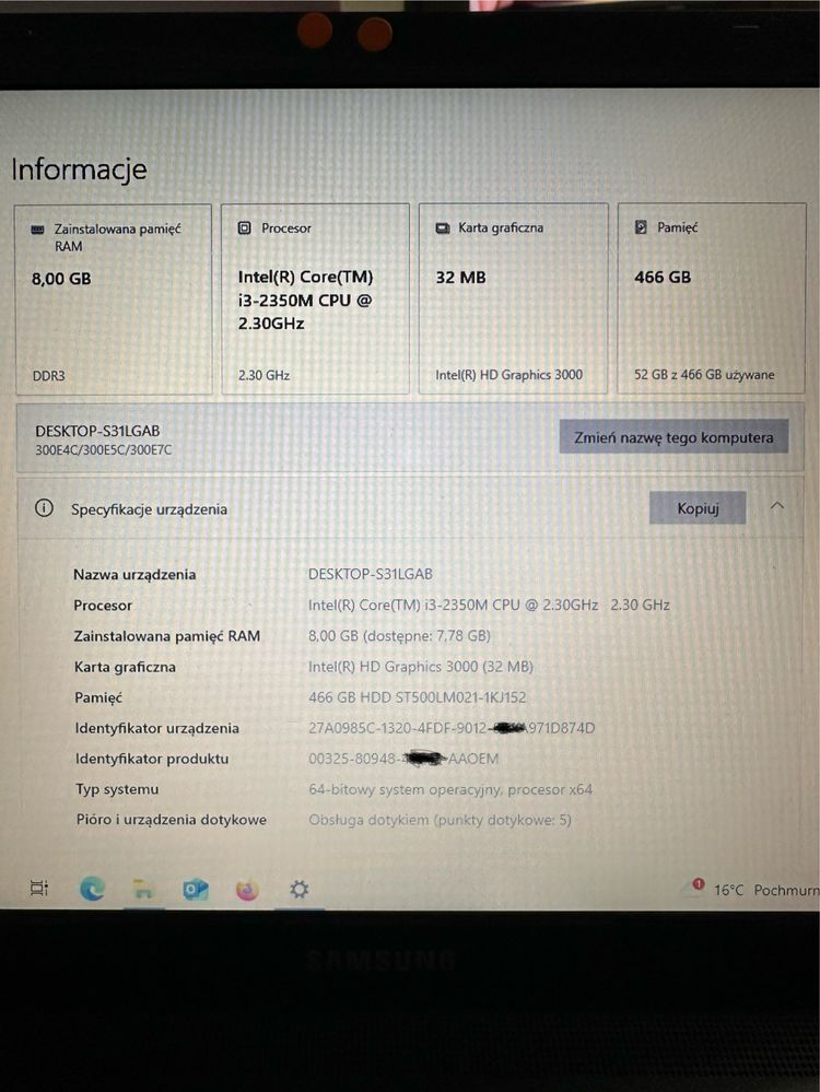 Laptop samsung 300E