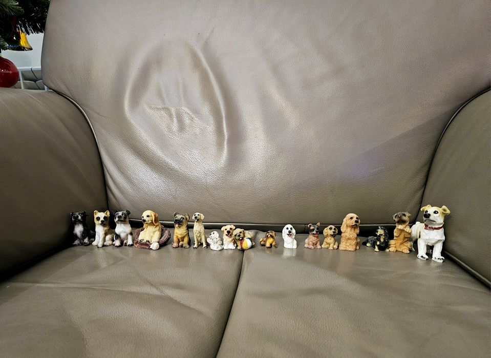 Ceramiczne figurki pieski 17 sztuk