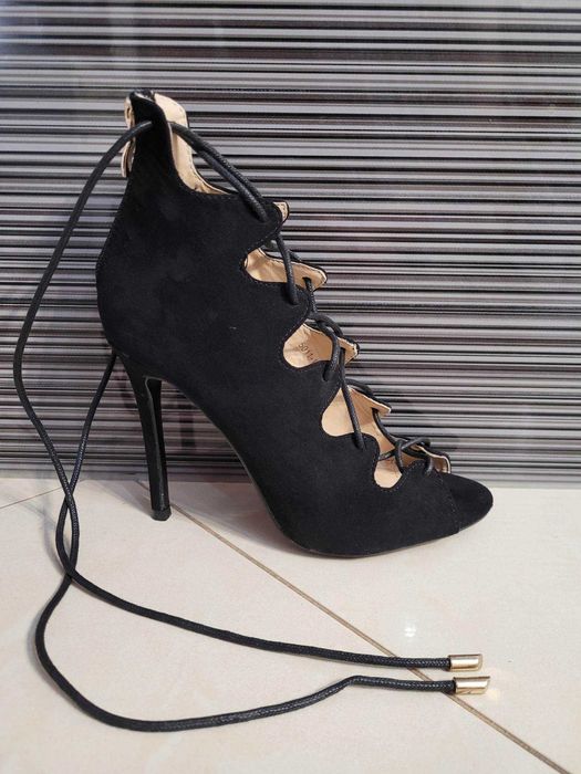 Sandały Na Obcasie Damskie Czarne (R. 35)