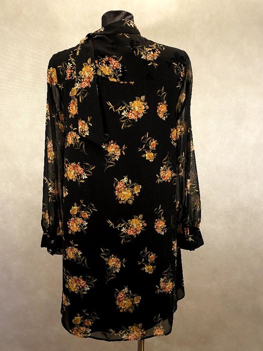 Sukienka mini zara luźna oversize S M 36 38 kwiaty prosta elegancka
