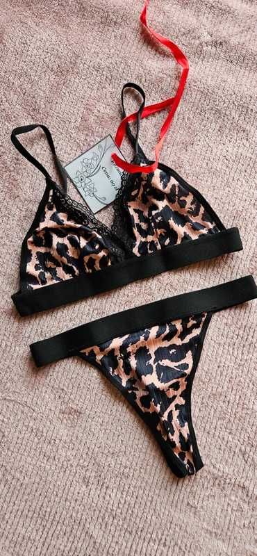 komplet bielizny panterka seksowny sexi sexy lingerie 36S Dzień Kobiet