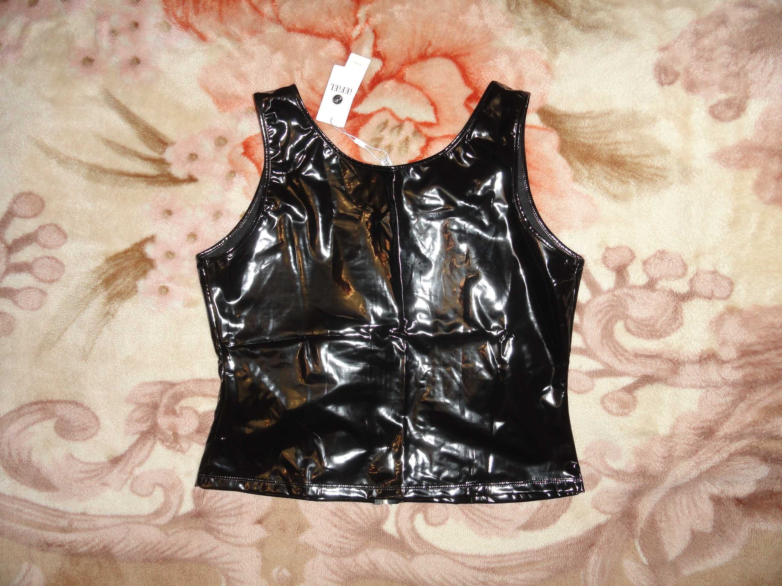 Виниловый топ из лакированной кожи под латекс (р.L/XL Pvc эко кожа)
