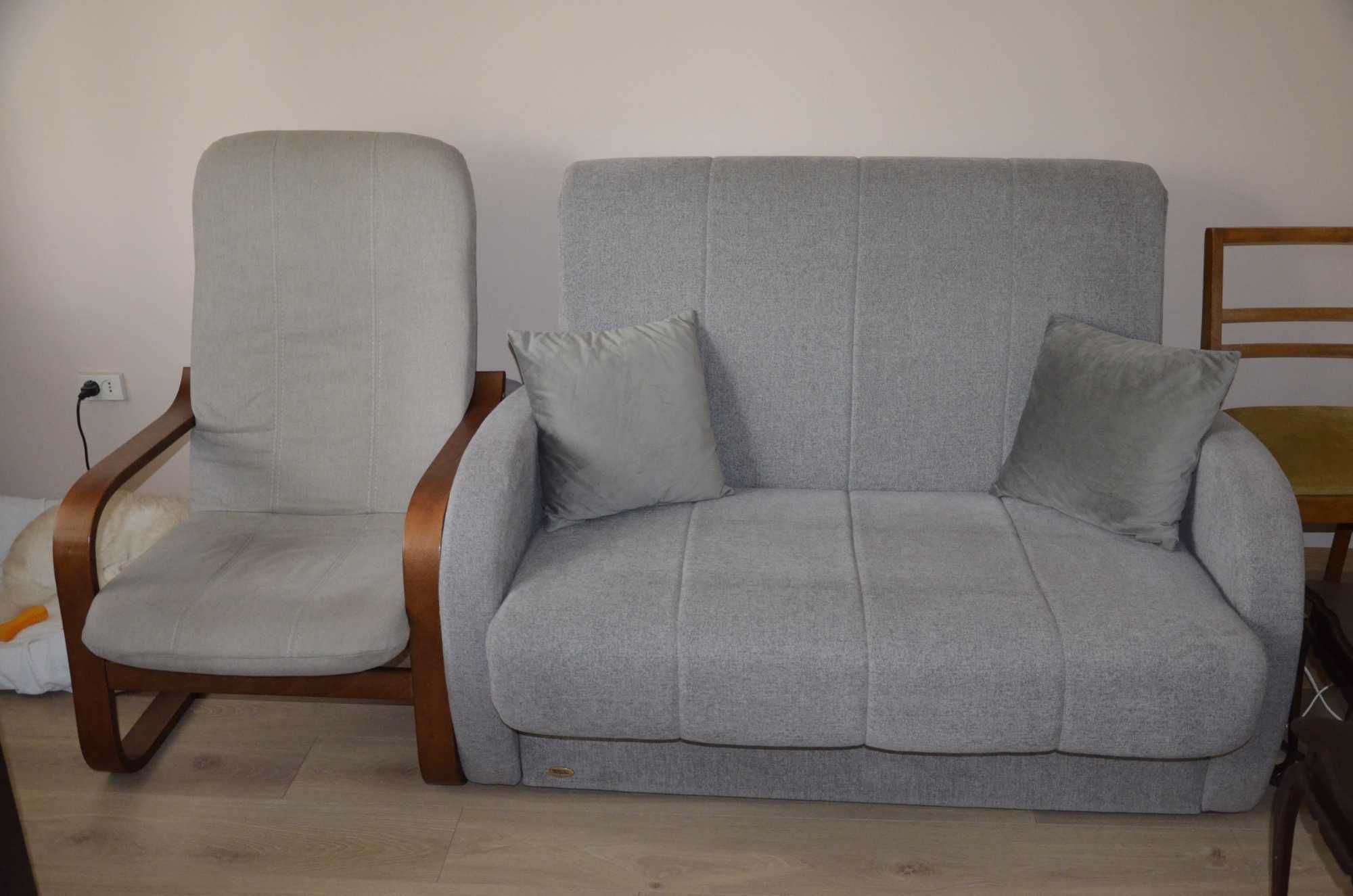 Rozkładana kanapa z funkcją spania i dwa fotele