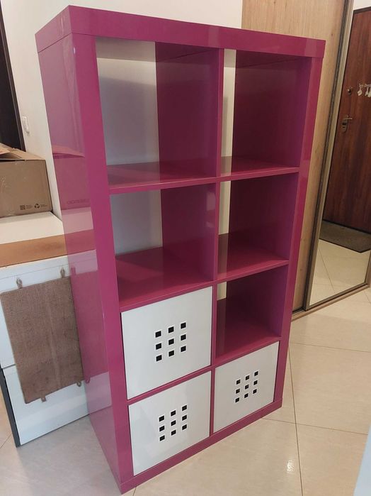 Regał IKEA Expedit/Kallax 4x2 różowy + półka wisząca Lack IKEA
