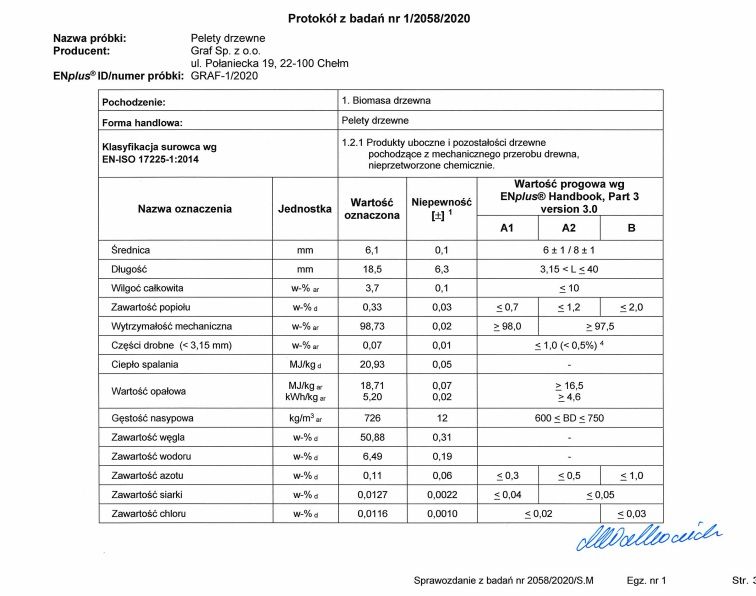 Pellet 100% sosna premium EN PLUS A1 GRAF pelet