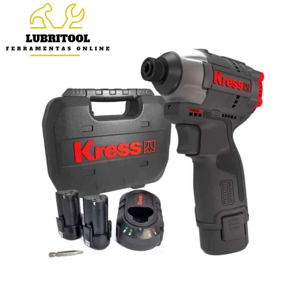 KRESS Chave Impacto 1/4" 12V BRUSHLESS + 2 Baterias 2A KUB50.2 | NOVAS