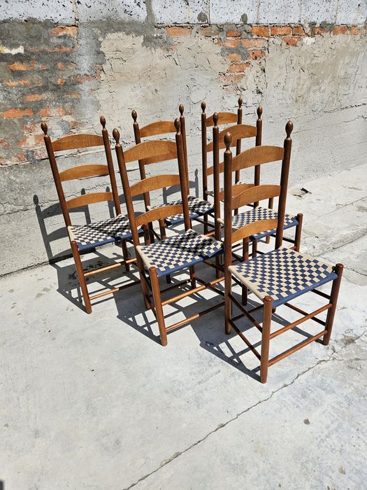 Zestaw drewnianych krzeseł Shaker Workshops USA modern vintage retro