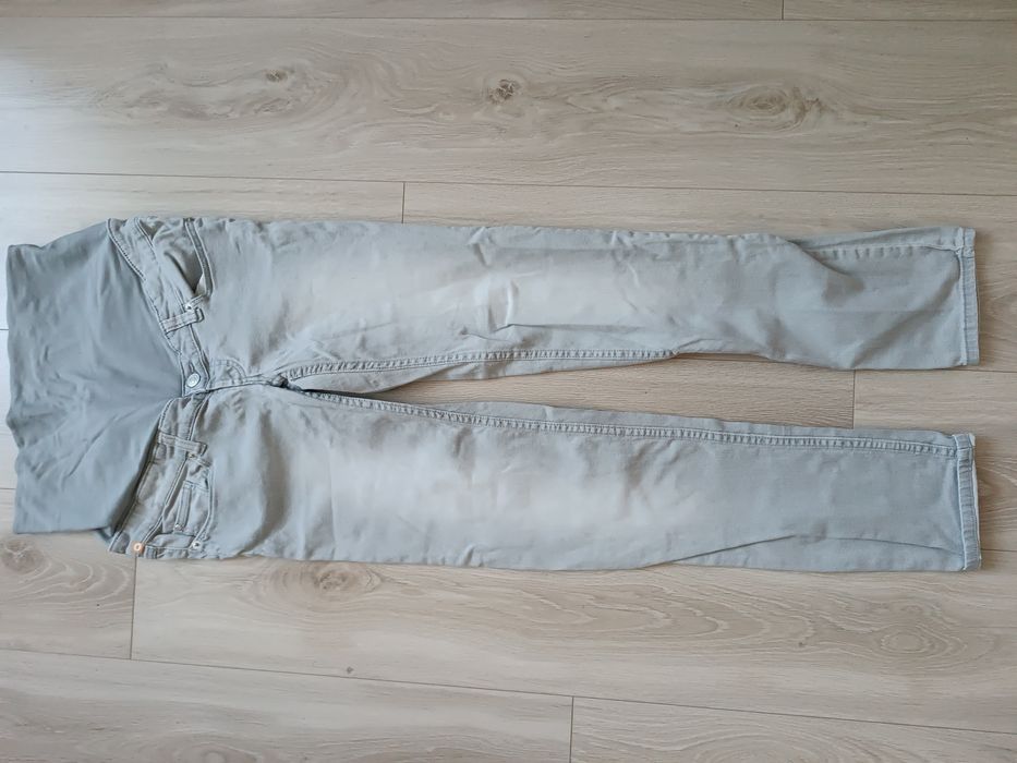 H&M mama spodnie damskie ciążowe jeansy 36 S wyższy stan jasnoszare  p