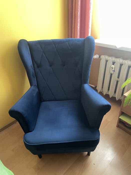 Fotel uszak granatowy