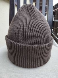 czapka wełna Merino 100 % brązowa gruba wełniana unisex