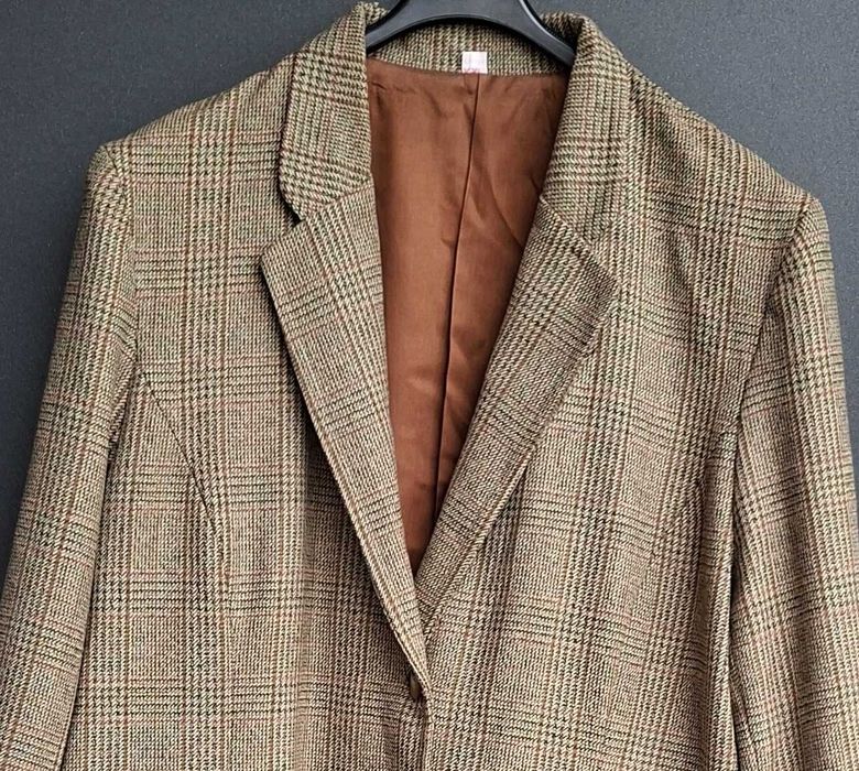 Brązowa marynarka brązowy żakiet blazer XXL 44 Belmode w kratę