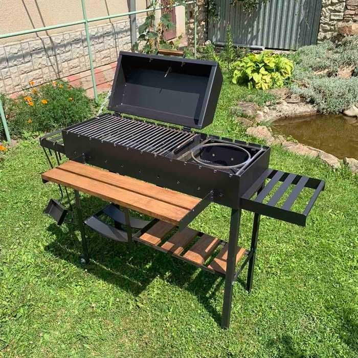 Великий мангал-барбекю на 13 шампурів з термометром! Мангал 5 мм