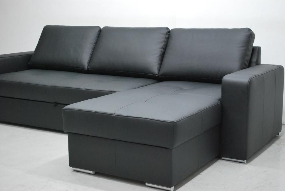 LJS skóra naturalna narożnik spanie pojemnik czarny sofa kanapa rogówk