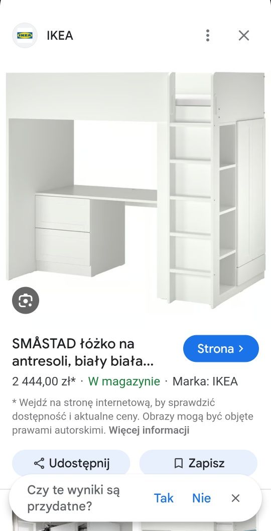 Łóżko ikea z biurkiem