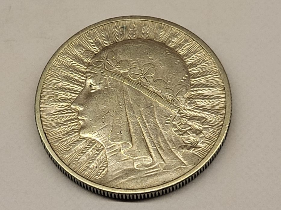 Srebrna moneta 10 złotych Głowa kobiety 1932 bez znaku mennicy
