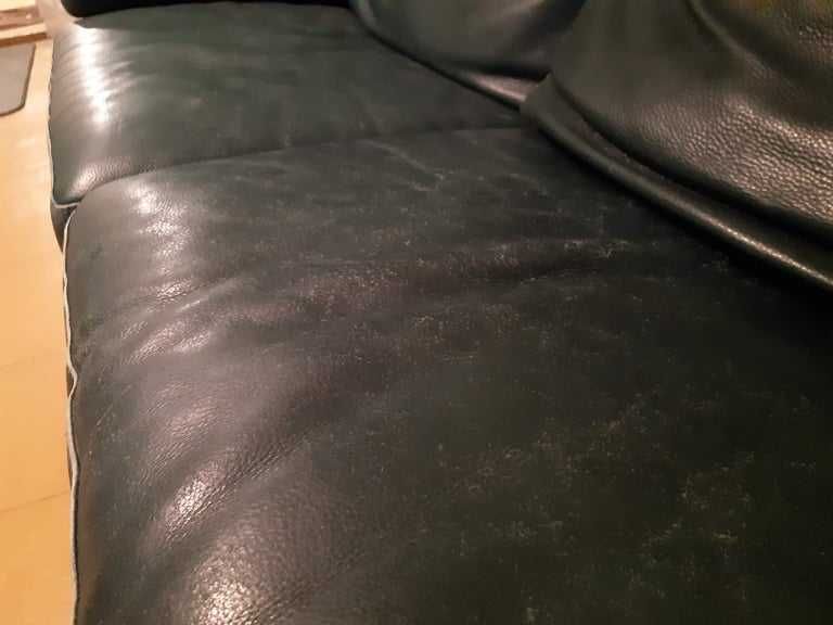 Sofa 3-osobowa Roche Bobois Ascot zielona skórzana