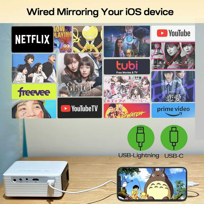 Mini projektor przenośny - Full HD 1080P obsługuje, YOTON Y3