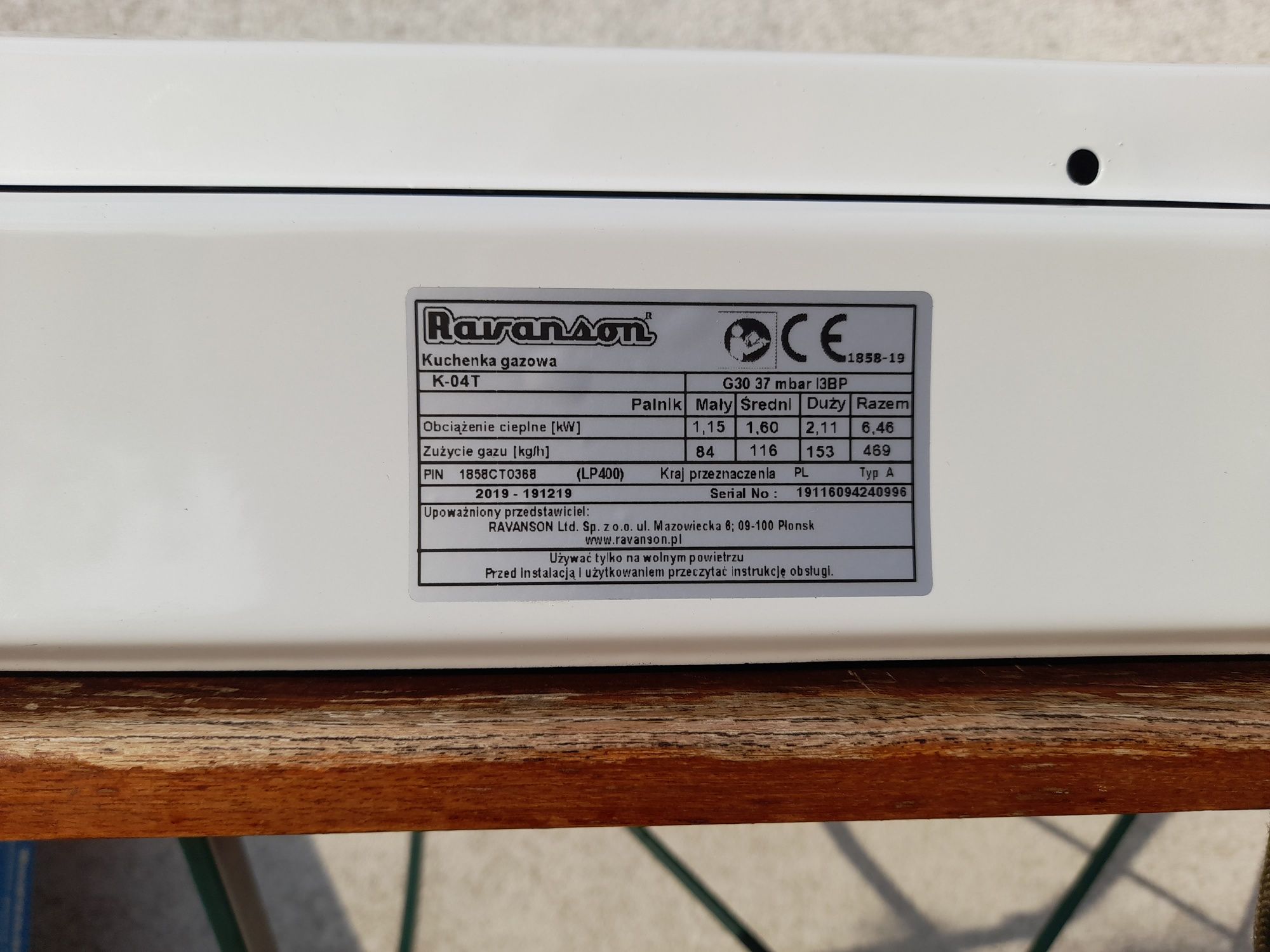Kuchenka gazowa 4 palnikowa Ravanson