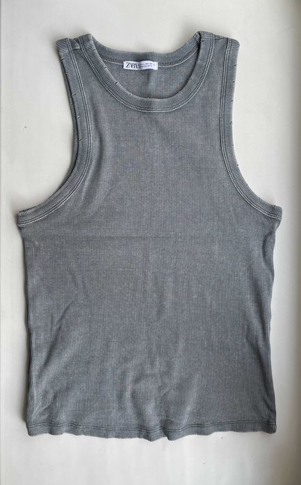 Базовий топ у рубчик Zara | M - L | washed | basic ribbed