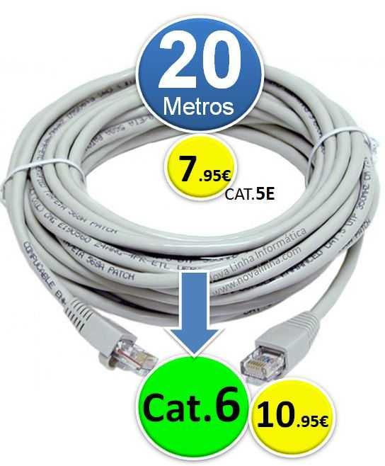 Cabos de Rede Rj45 | 10M | 15M | 20M | 30 | 50 Metros - 9 escolhas
