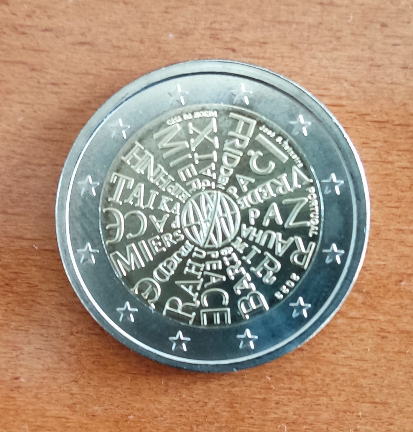 Moeda 2€ (euros) UNC comemorativa "Uma moeda pela PAZ"