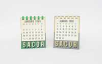 Calendários de secretária Sacor do ano de 1955 e 1956