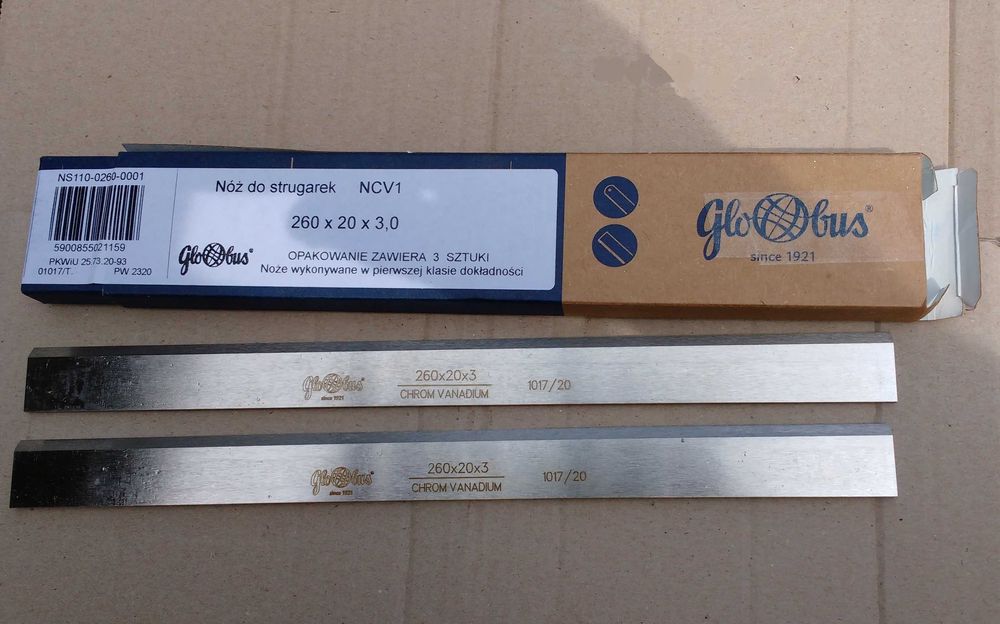 Noże strugarskie HSS premium Globus do dymA 8