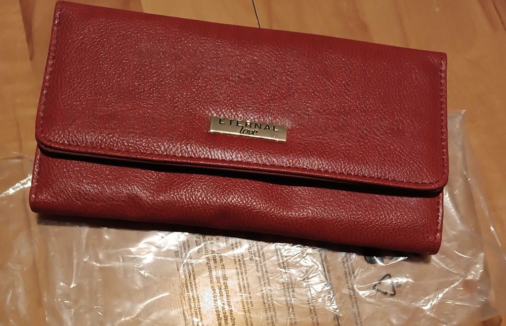 Nowy bordowy portfel damski ETERNAL love 20 x 11,5 cm