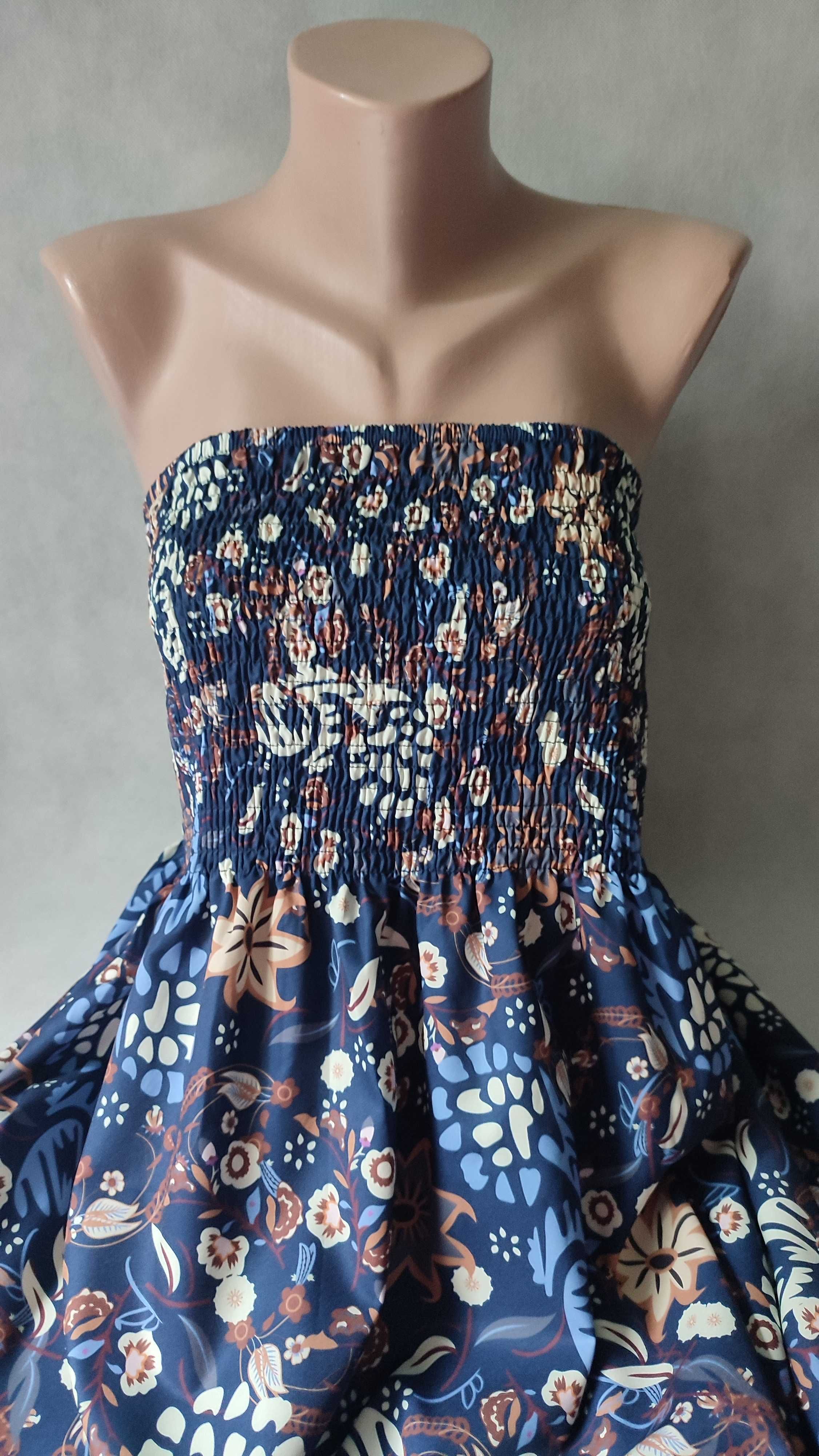 Sukienka damska we wzory w kwiaty plus size odkryte ramiona 3XL