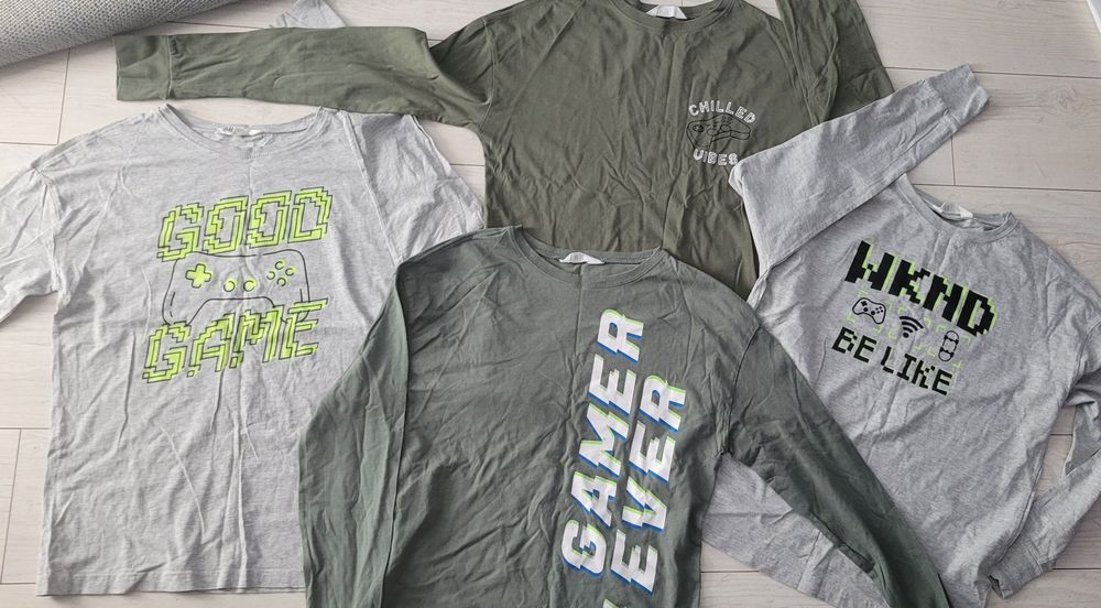 4x koszulki chłopięce bluzki H&M r.170