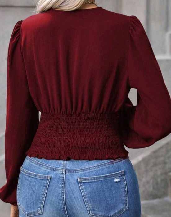 Béla camisa vermelho escuro moderna manda comprida nova