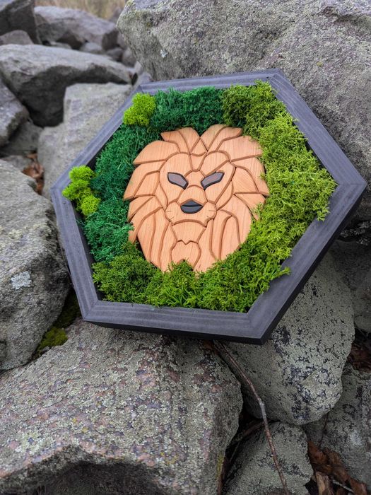 Соти декор в інтер'єр на стіну картина з моху Панно з дерева Мозаїка