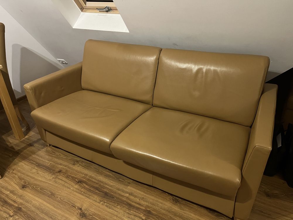 Rozkładana sofa skórzana