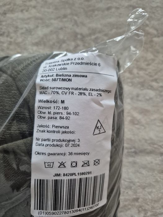 Bielizna zimowa 507T/MON rozmiar M