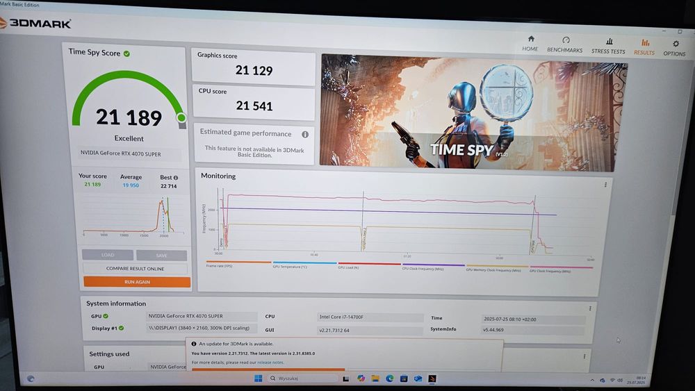 Komputer gamingowy I7-14700F / RTX 4070 SUPER / DDR5 / 1TB NVMe / W11