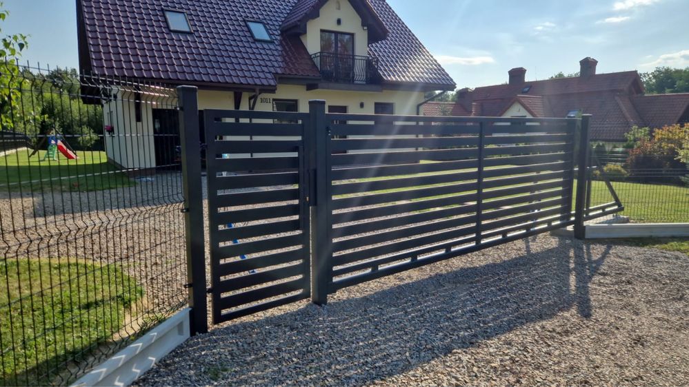 Brama przesuwna, skrzydłowa, panelowa, furtka