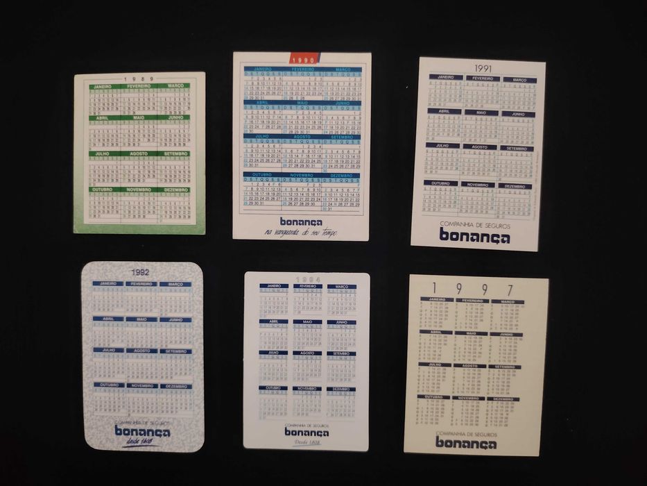 6 calendários Companhia de Seguros Bonança