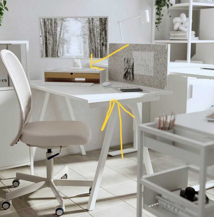 IKEA Secretária TROTTEN 120x70 + ELLOVEN Suporte do monitor PREÇO FIXO